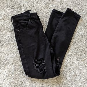 Topshop Moto Jamie High Waisted Skinny Black Jeans Pants, Size 30